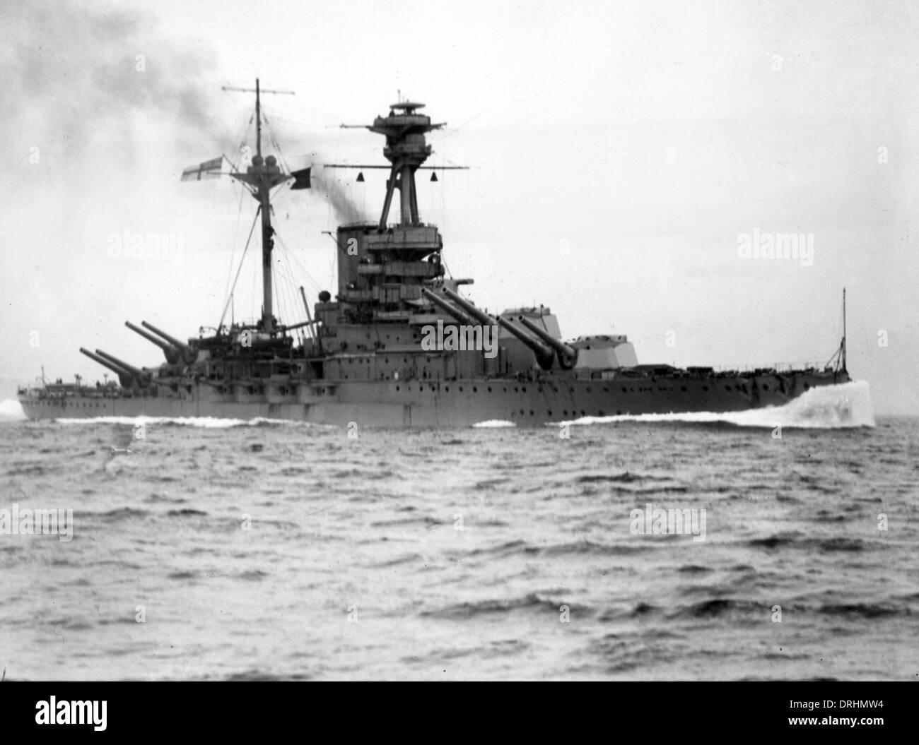 Britische Schlachtschiff auf dem Meer, WW1 Stockfoto