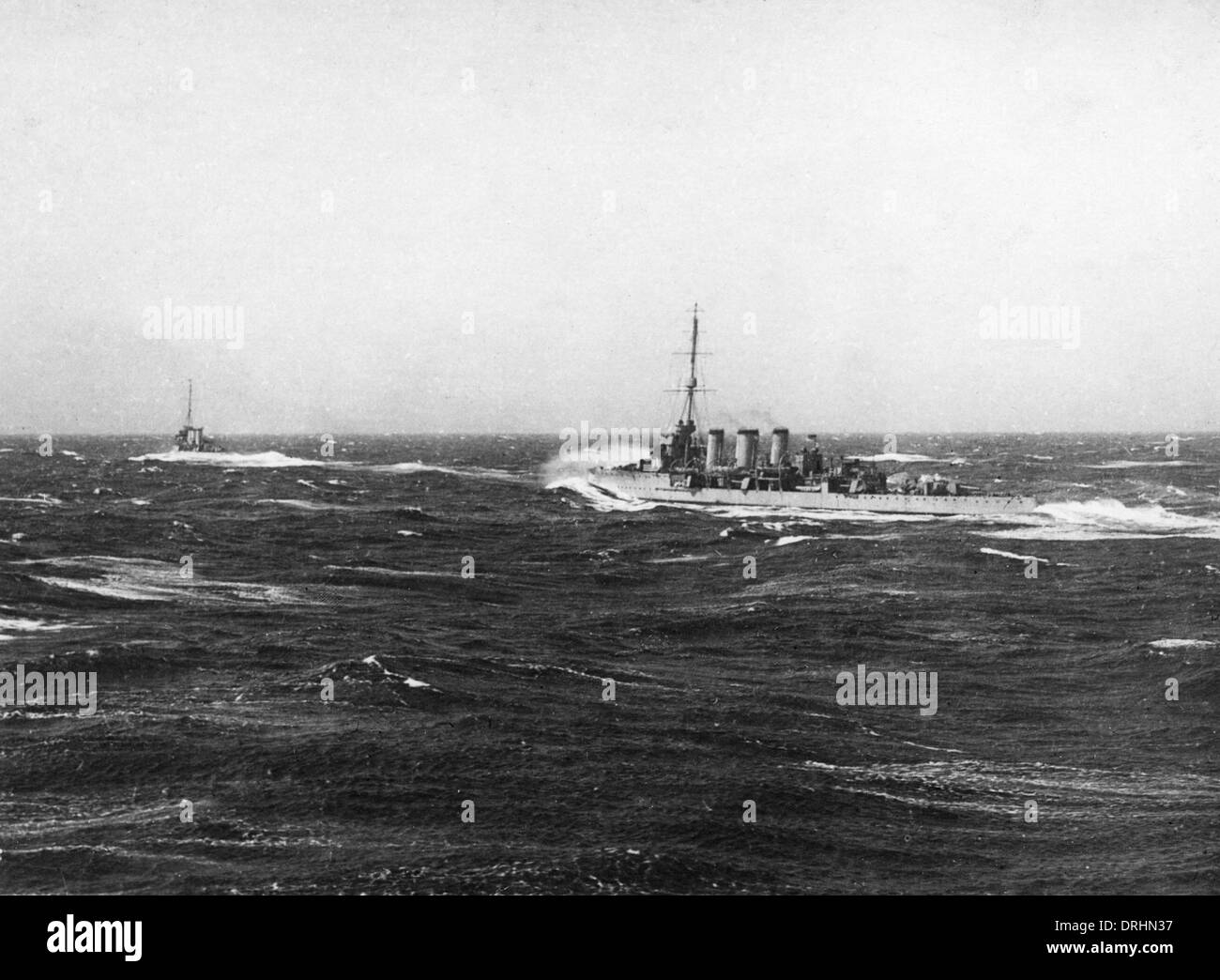Britische 3. Licht Kreuzergeschwader am Meer, WW1 Stockfoto