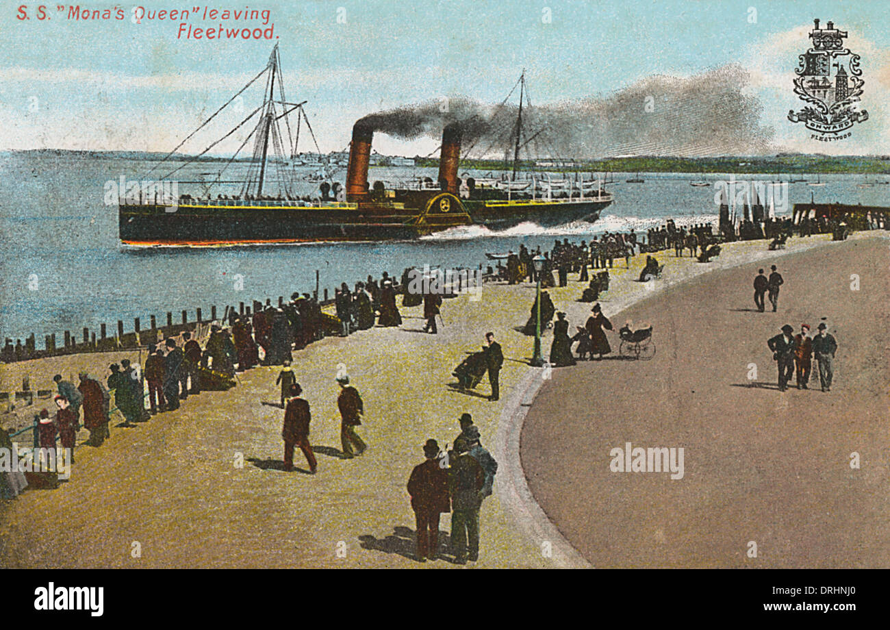 SS Mona Königin verlassen Hafen von Fleetwood, Lancashire Stockfoto