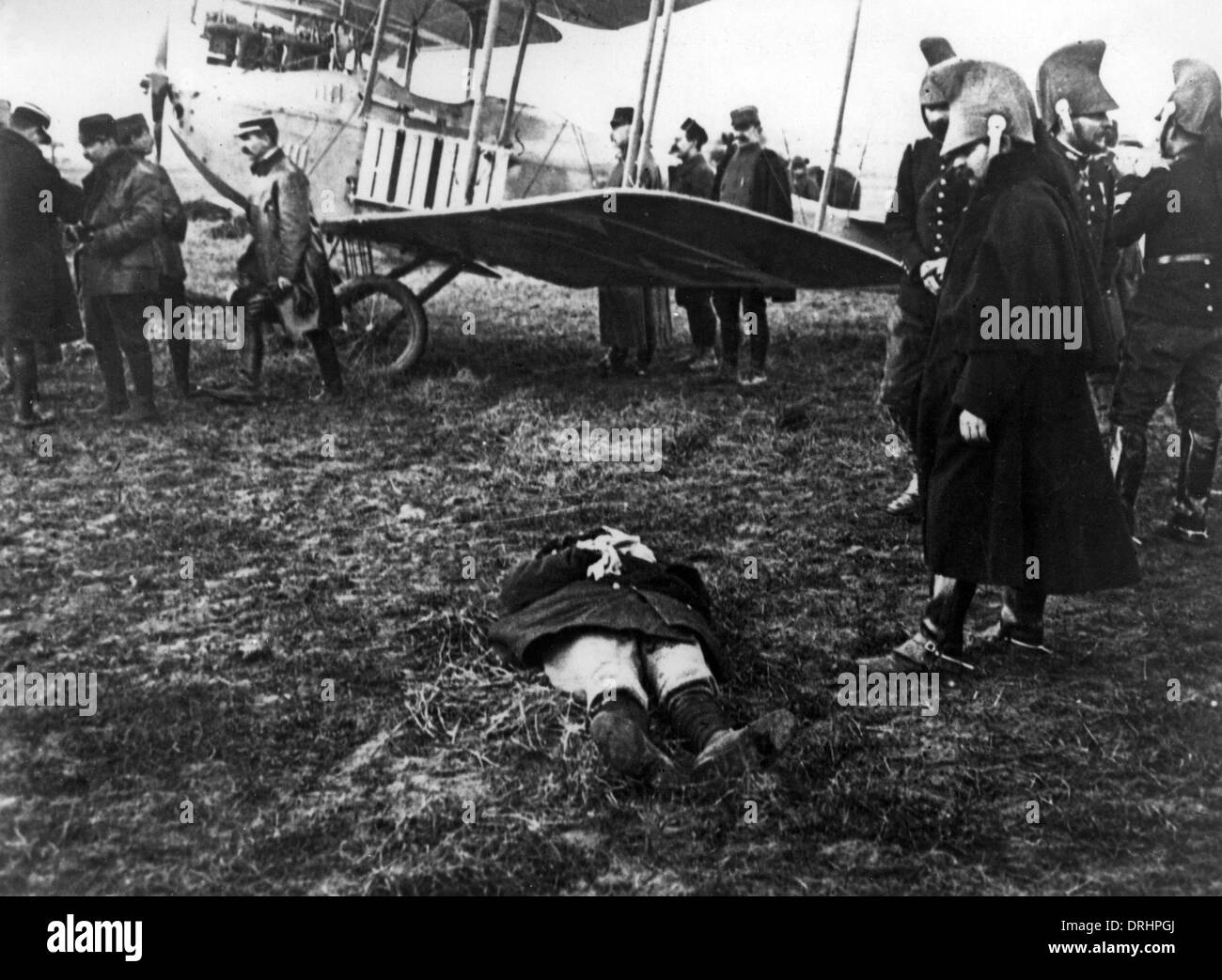 Deutsche Luftwaffe Offizier getötet, Frankreich, WW1 Stockfoto