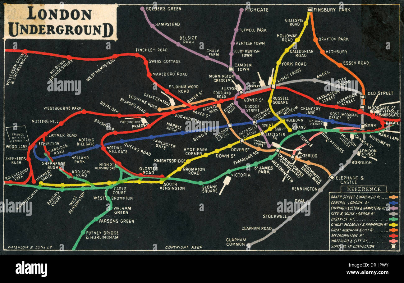 Franco-British Exhibition - Londoner U-Bahn plan Stockfoto