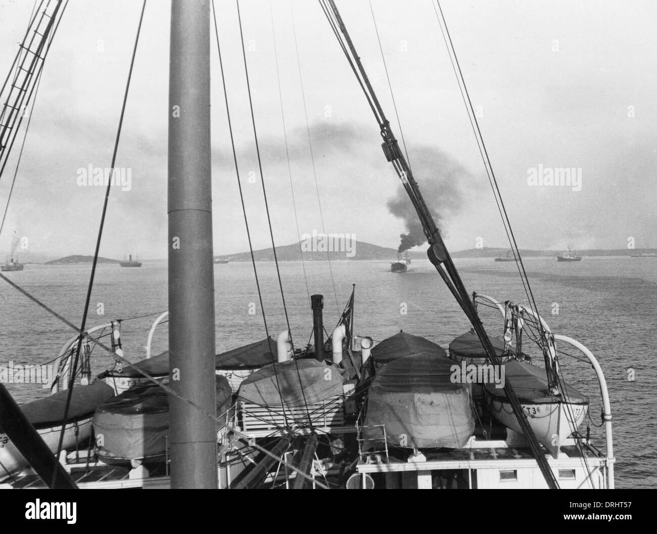 Ersten australischen und neuseeländischen Truppen auf hoher See, WW1 Stockfoto