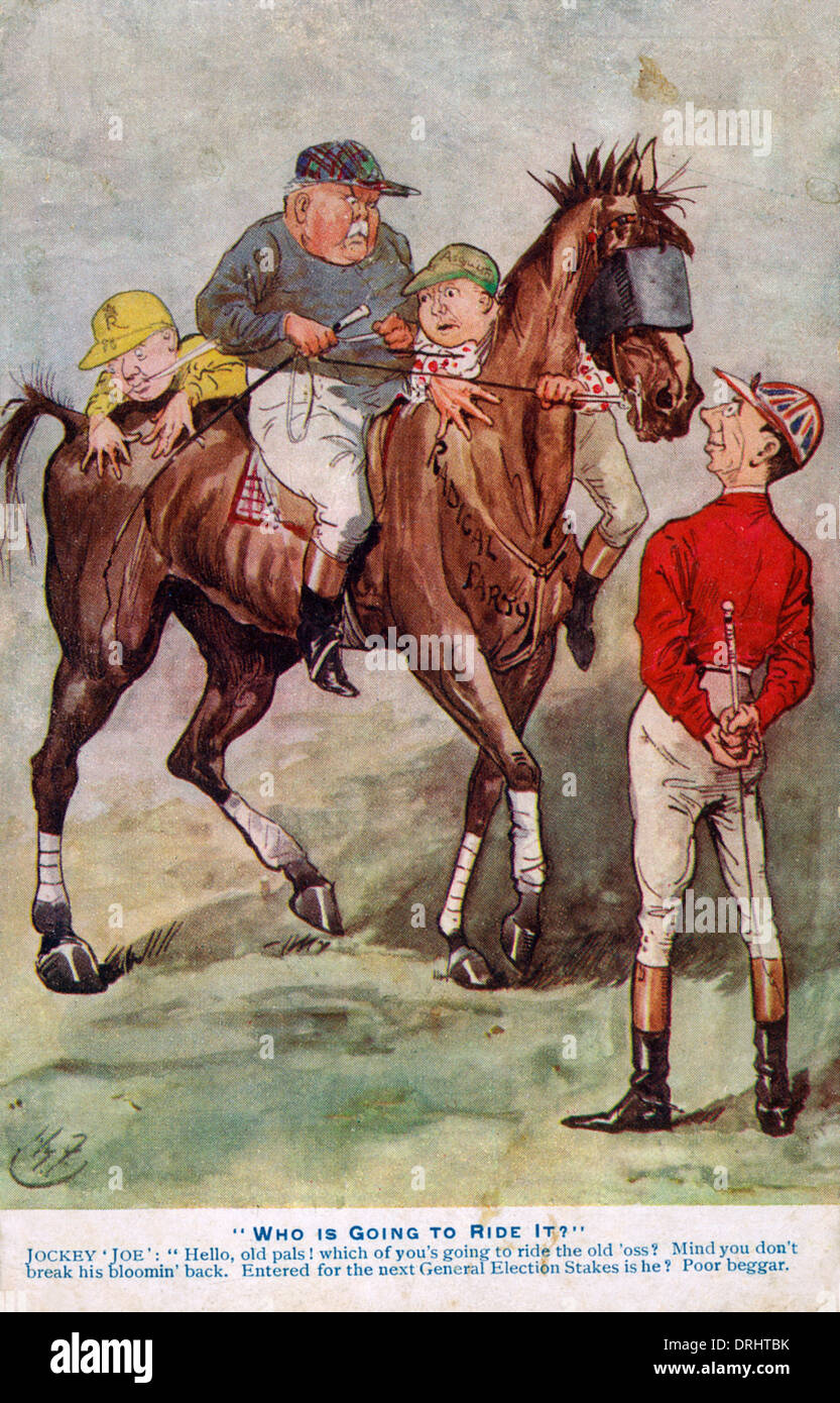 Politische Karikatur - Joseph Chamberlain als jockey Stockfoto
