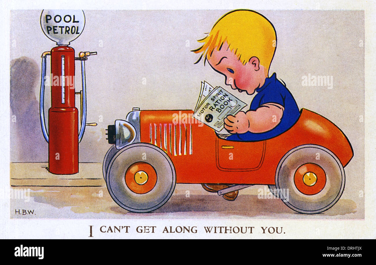 WW2 - Rationierung von Benzin Stockfoto