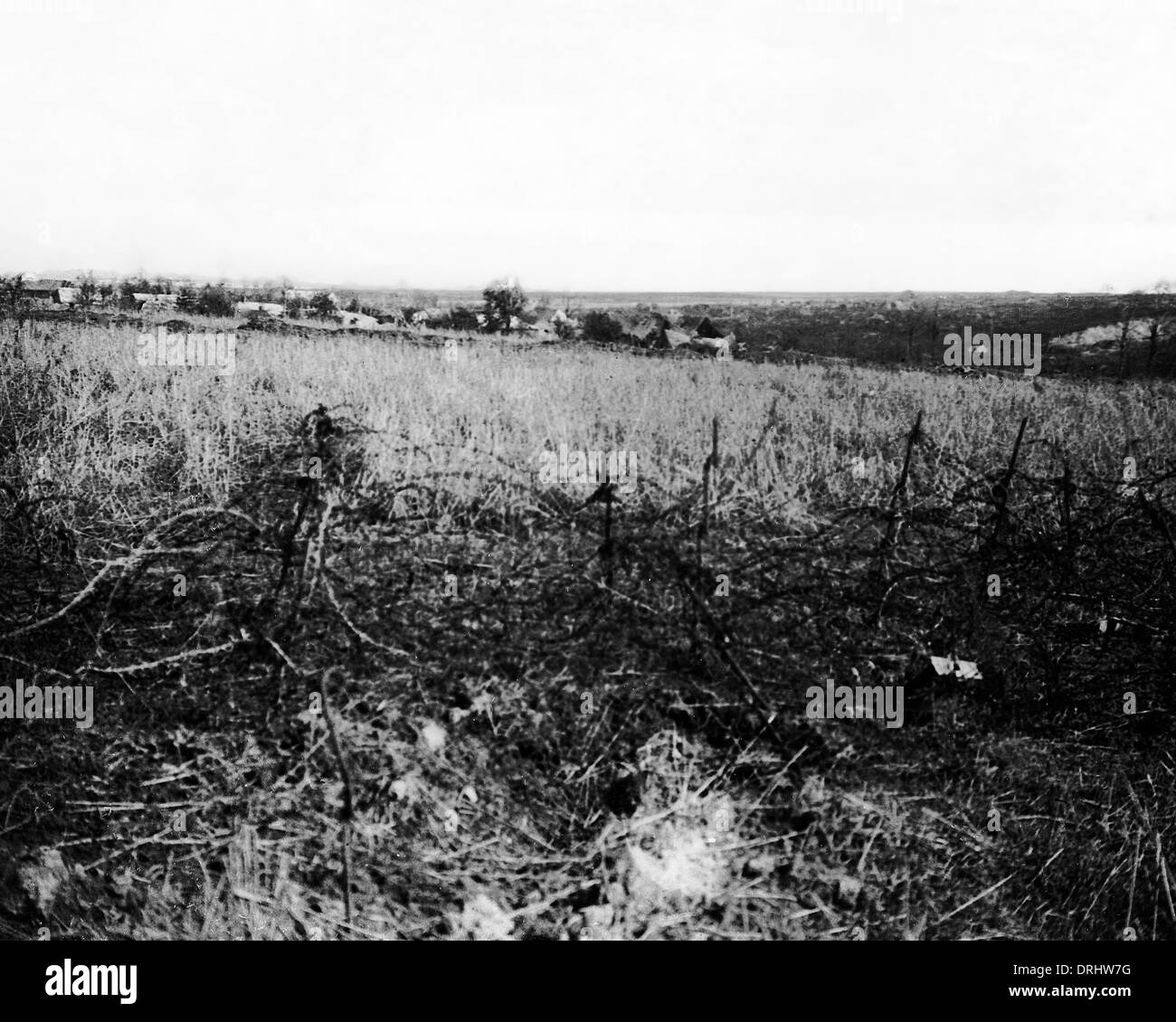 Ansicht von Combles aus alten deutschen Graben, WW1 Stockfoto