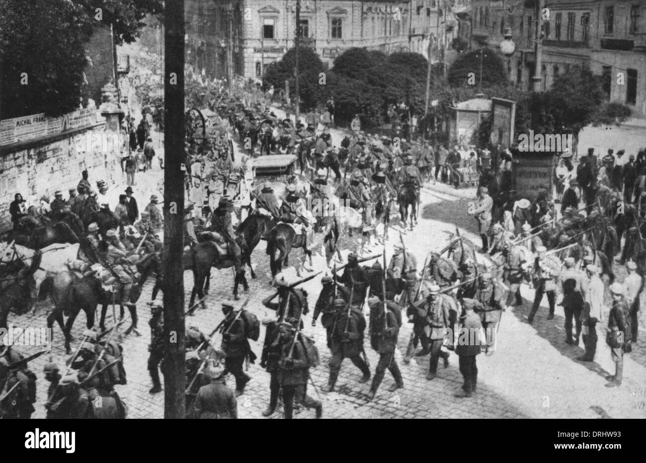 Deutsche und österreichische Truppen, Przemysl, Polen, WW1 Stockfoto