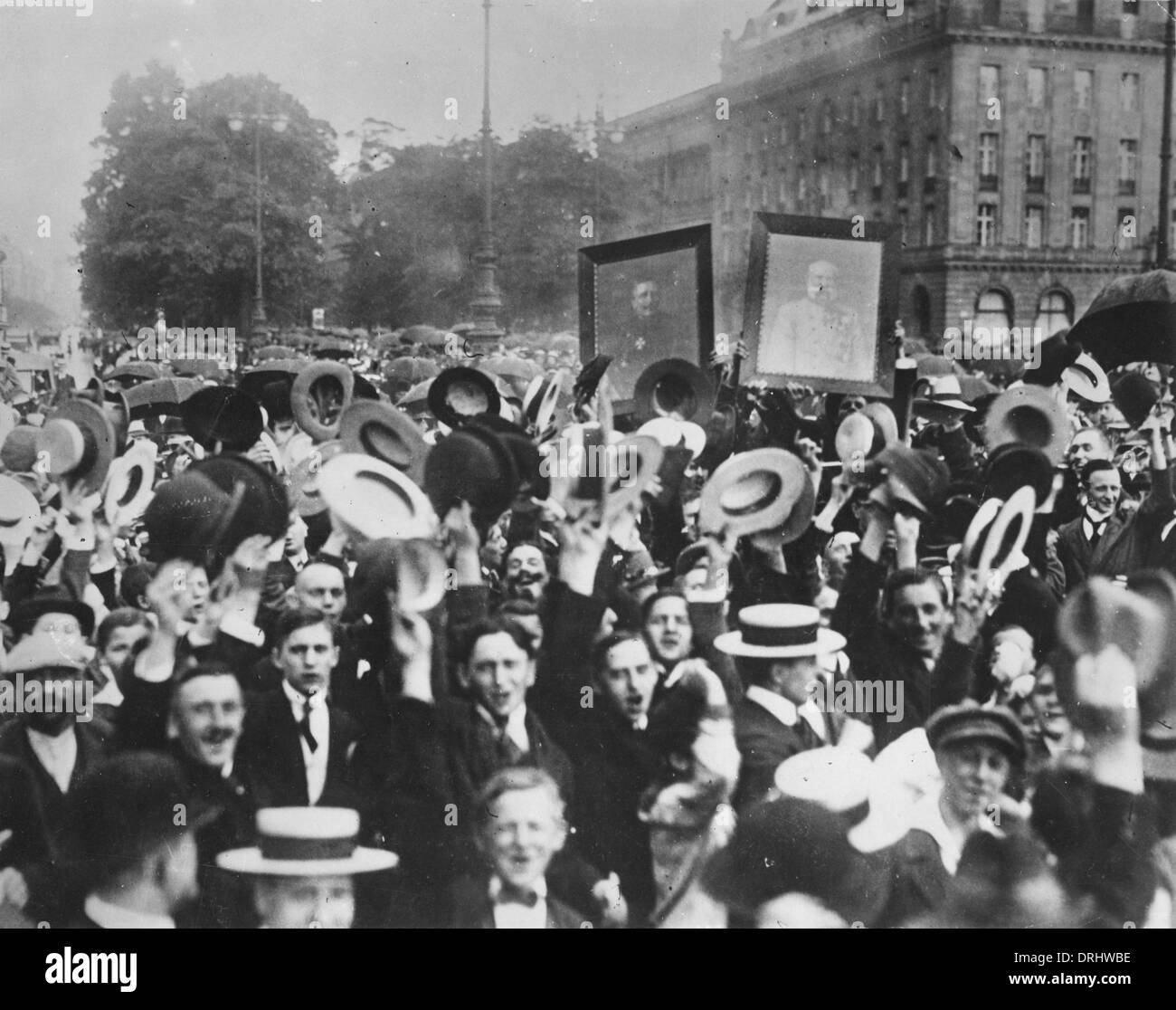 Demo in Wien, Österreich, Beginn des 1. Weltkrieges Stockfoto