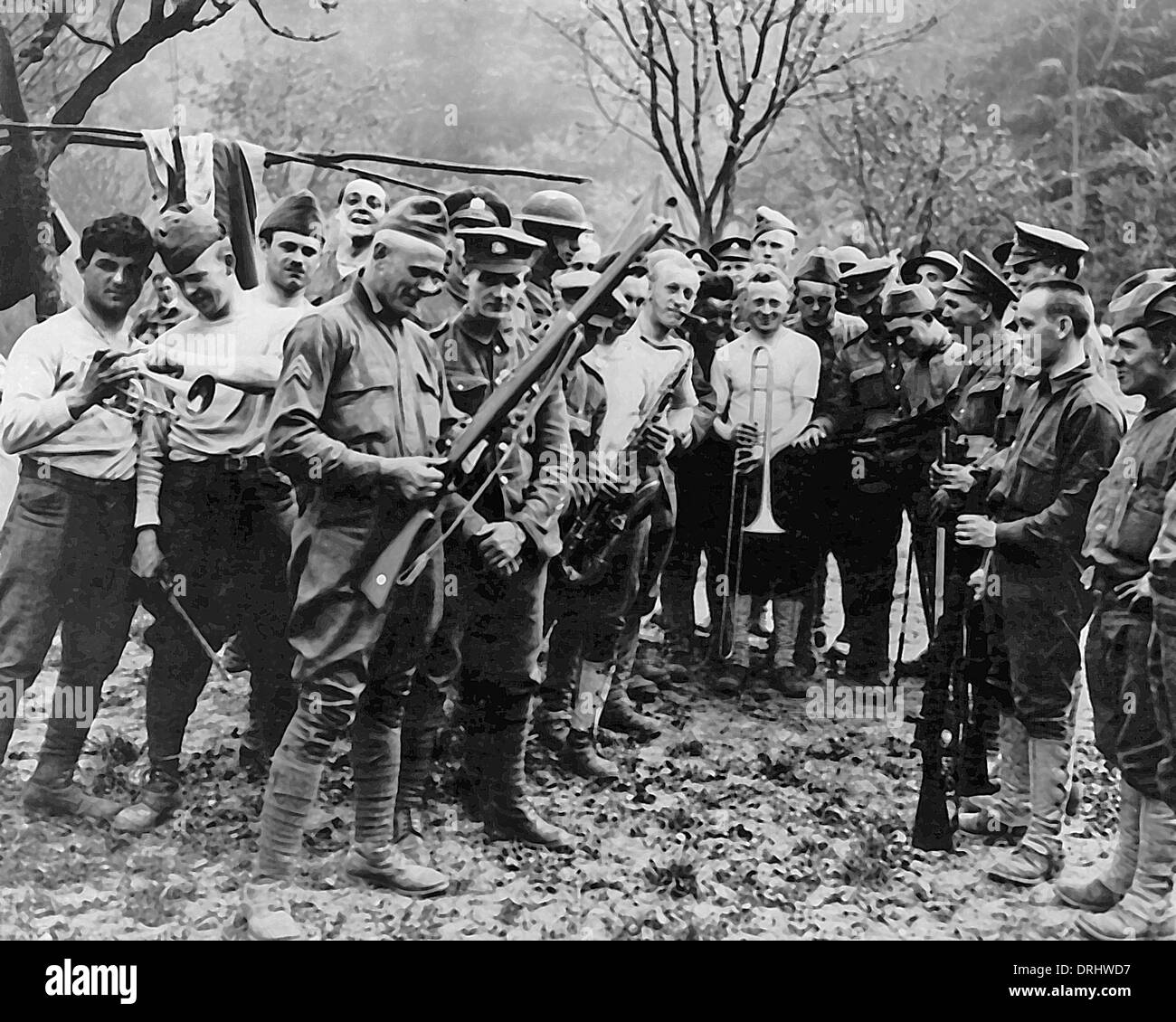Britische und amerikanische Soldaten, Westfront, WW1 Stockfoto