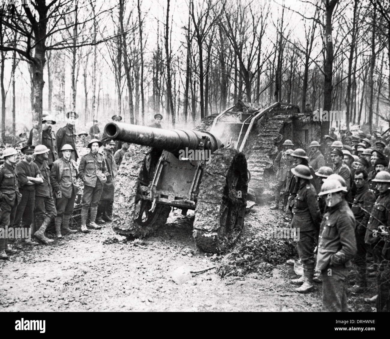 Erfasst deutsche Marinegeschütz, Cambrai vorne, WW1 Stockfoto