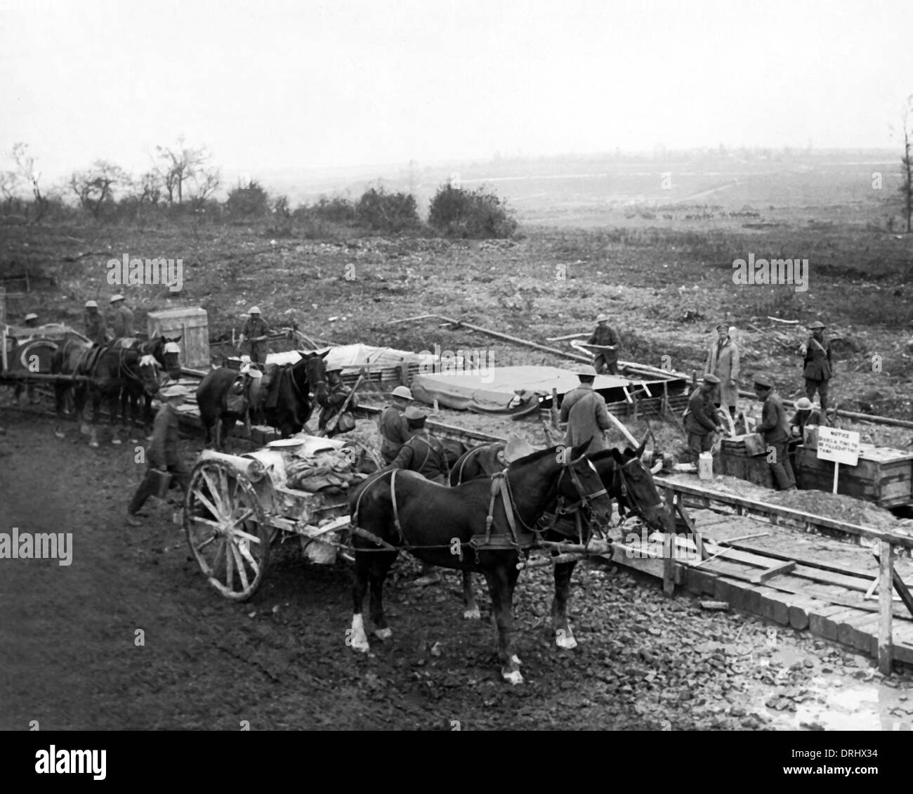 Erweiterte Wasserversorgung für die britischen Truppen, WW1 Stockfoto