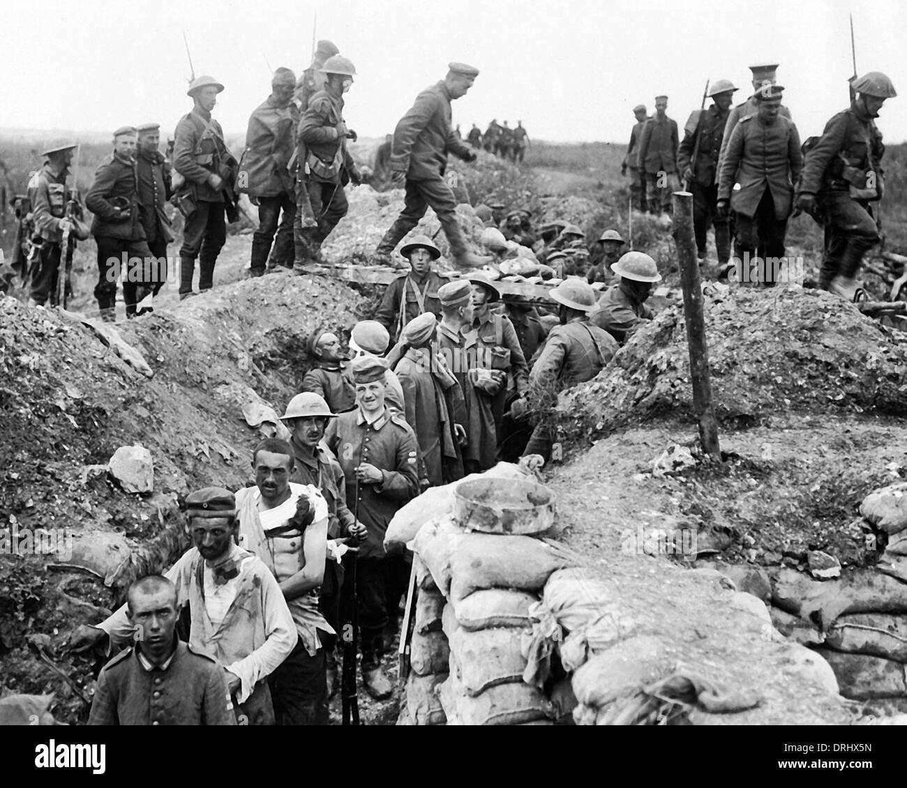 Deutsche Gefangene in der Nähe von Contalmaison, Westfront, WW1 Stockfoto