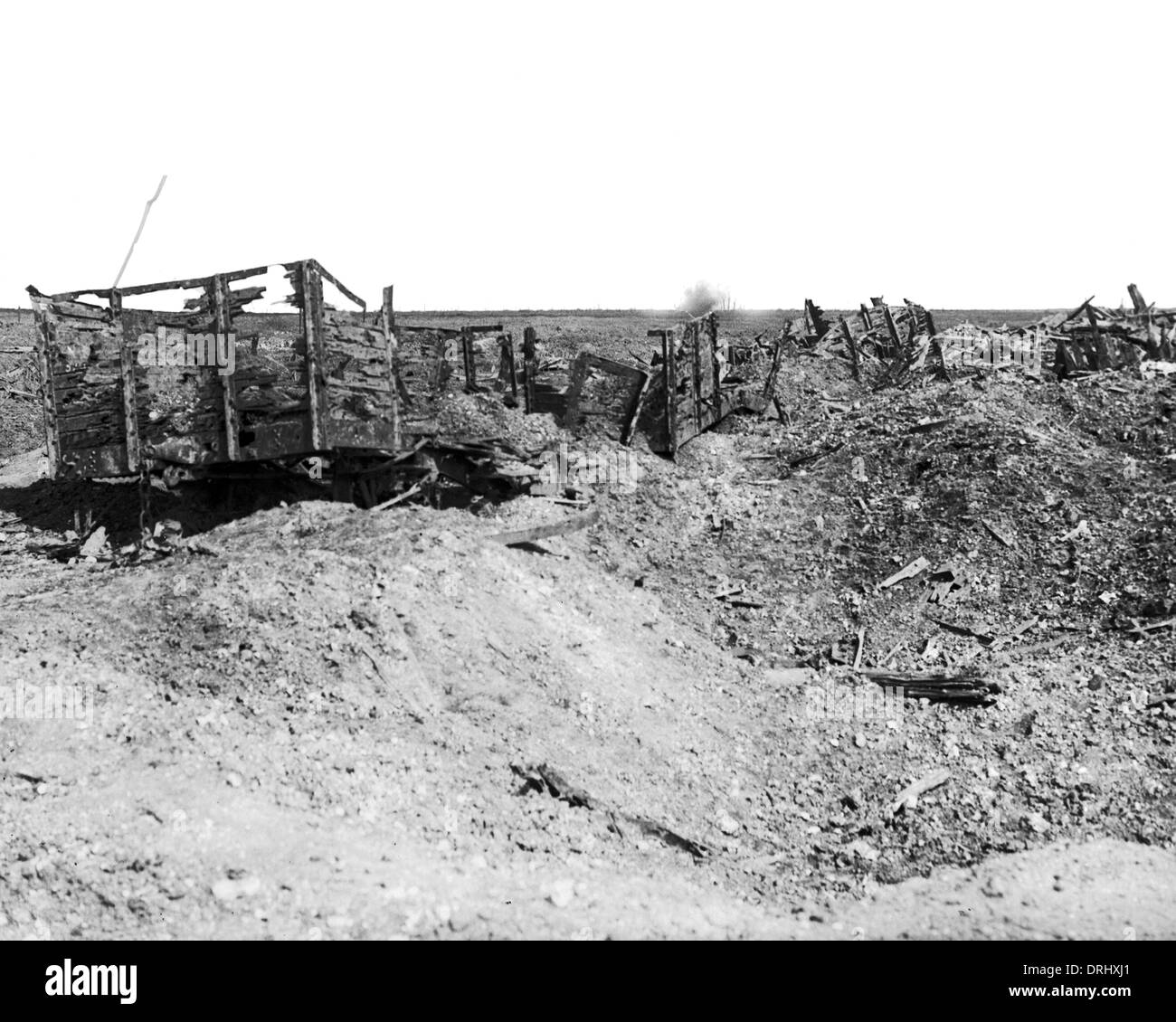 Zerstörten Lastwagen, Guillemont Bahnhof, Frankreich, WW1 Stockfoto