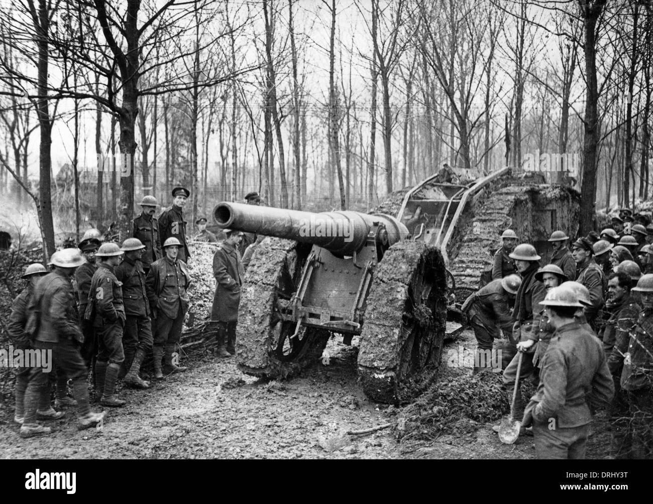Erfasst deutsche Marinegeschütz, Cambrai vorne, WW1 Stockfoto