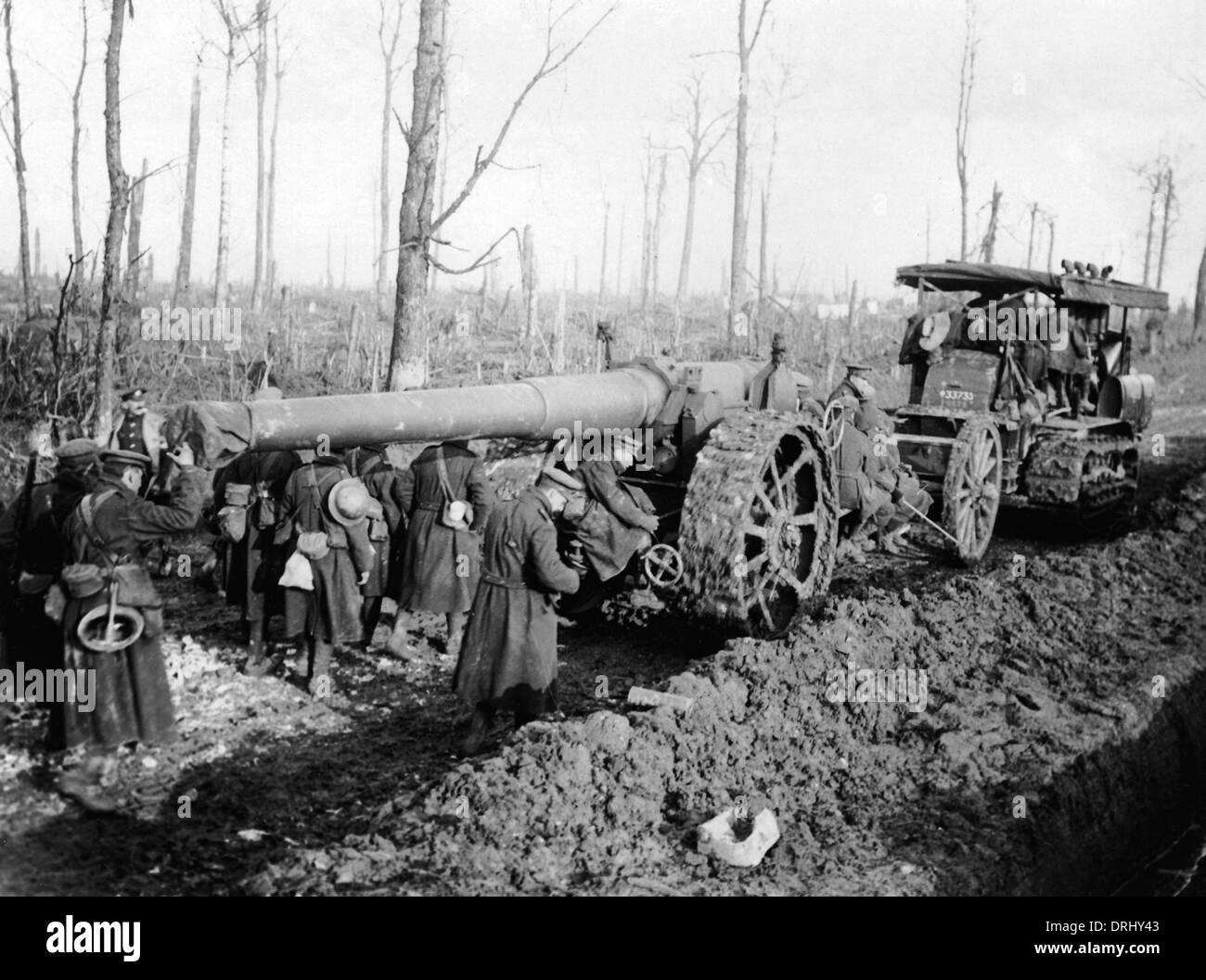 Big Gun transportiert, Westfront, WW1 Stockfoto