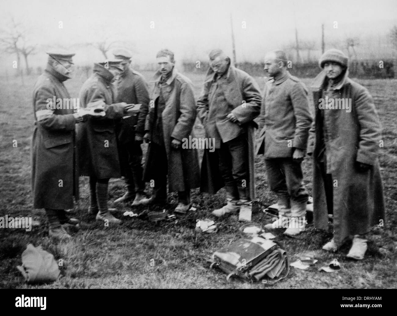 Deutschen Kriegsgefangenen gesucht, Westfront, WW1 Stockfoto