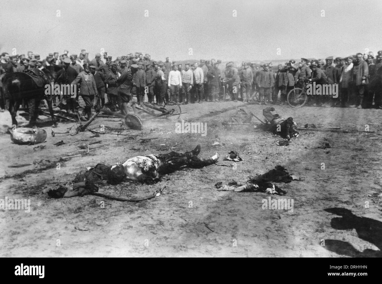 Abgestürzte alliierte Flugzeug bei Fournes, Frankreich, WW1 Stockfoto