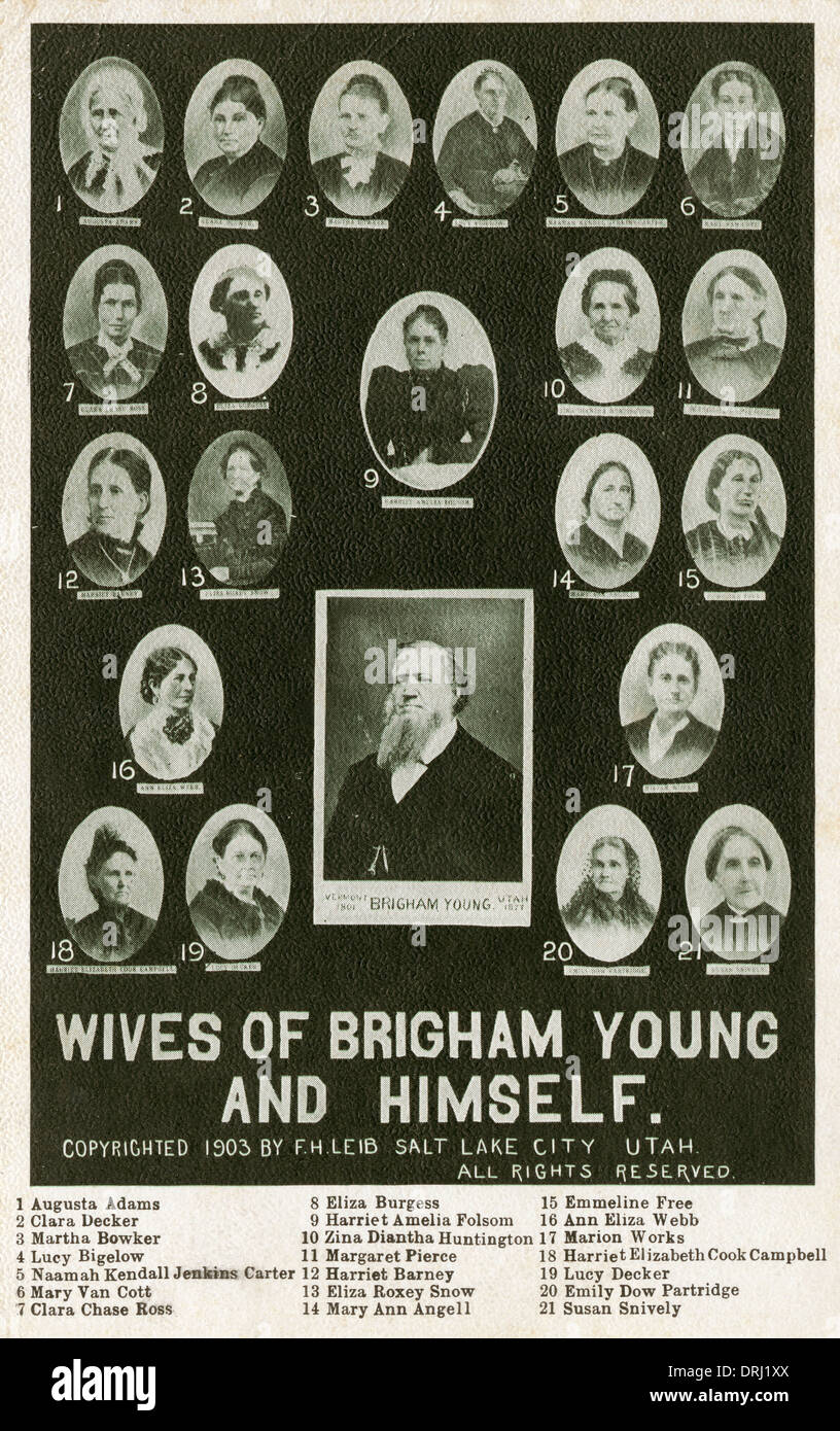 Brigham Young - mormonische Führer und Ehefrauen Stockfoto