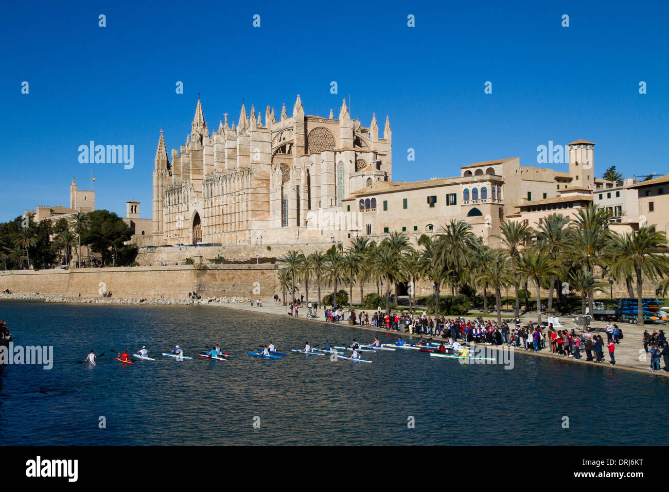 Kathedrale Palma de Mallorca, Kanufahrten Stockfoto