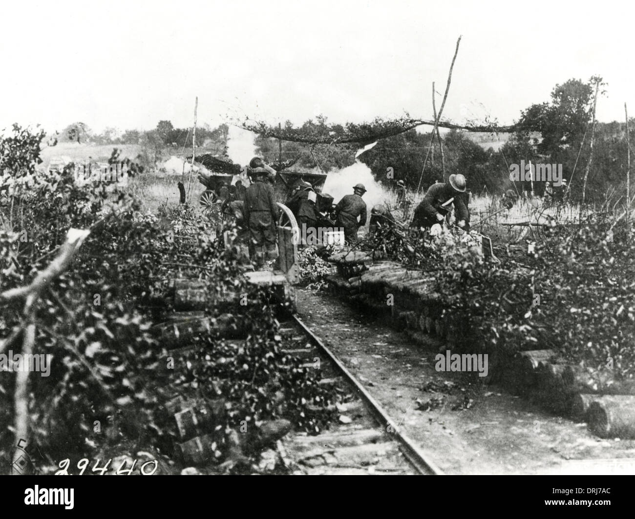 Amerikanische Artillerie in Varennes-En-Argonne, Frankreich, WW1 Stockfoto