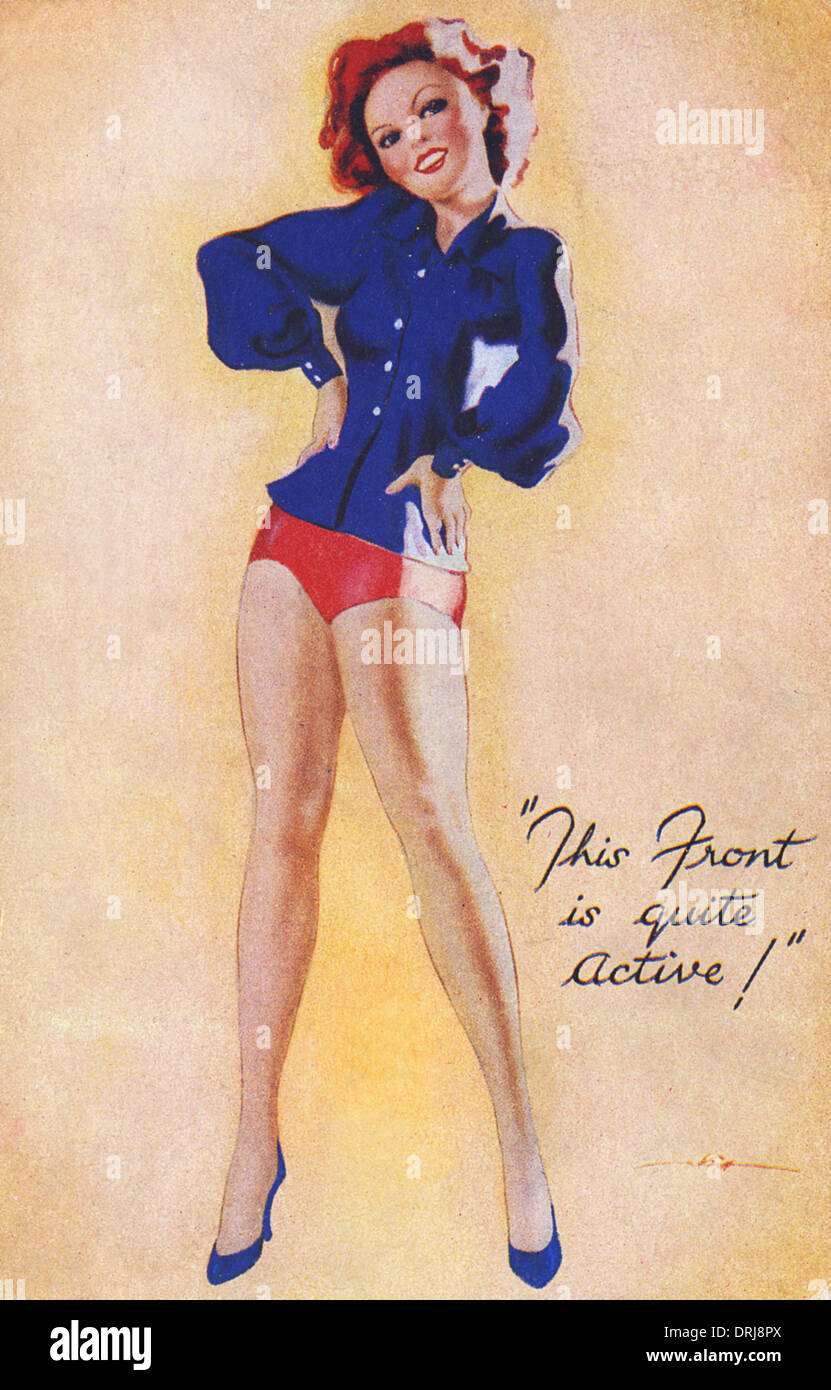 WWII - Pin-Up zeigt viel Bein Stockfoto