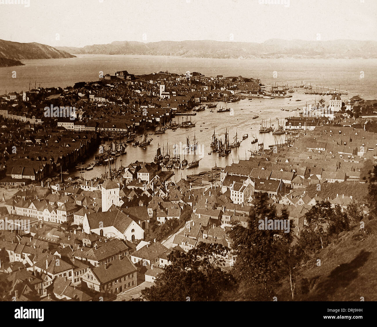 Bergen Norwegen vor 1900 Stockfoto