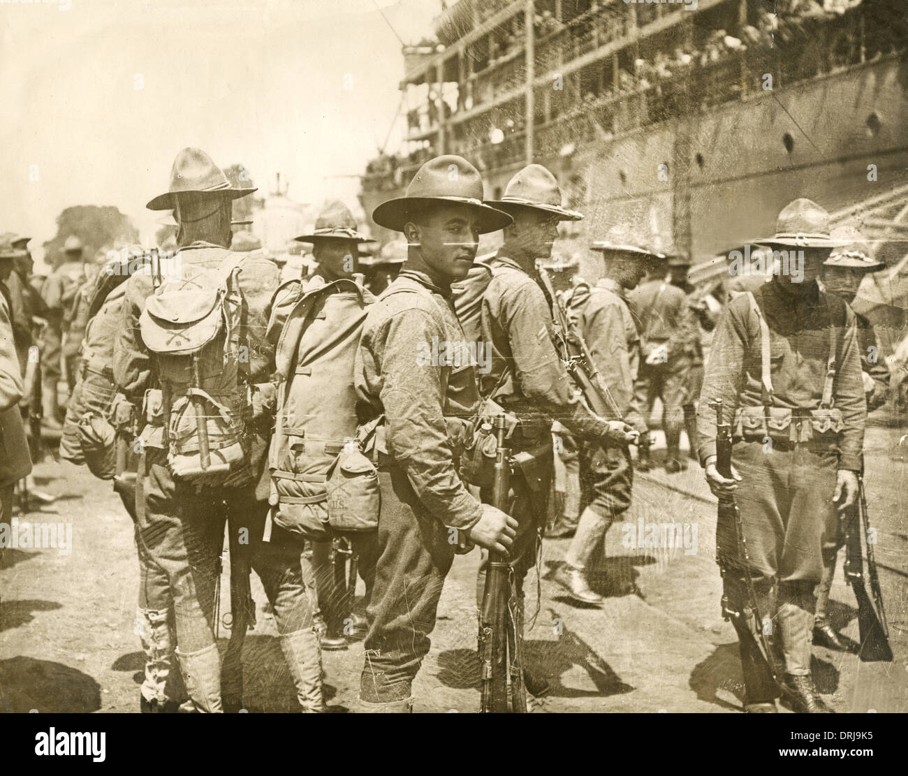 Amerikanische Truppen nach Europa, WW1 Stockfoto