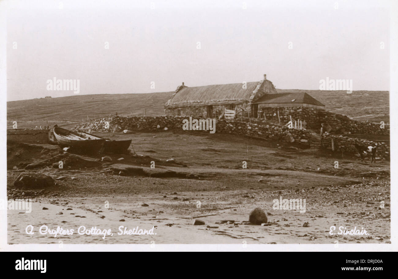 Ein Kleinbauern Cottage, Shetland, Schottland Stockfoto