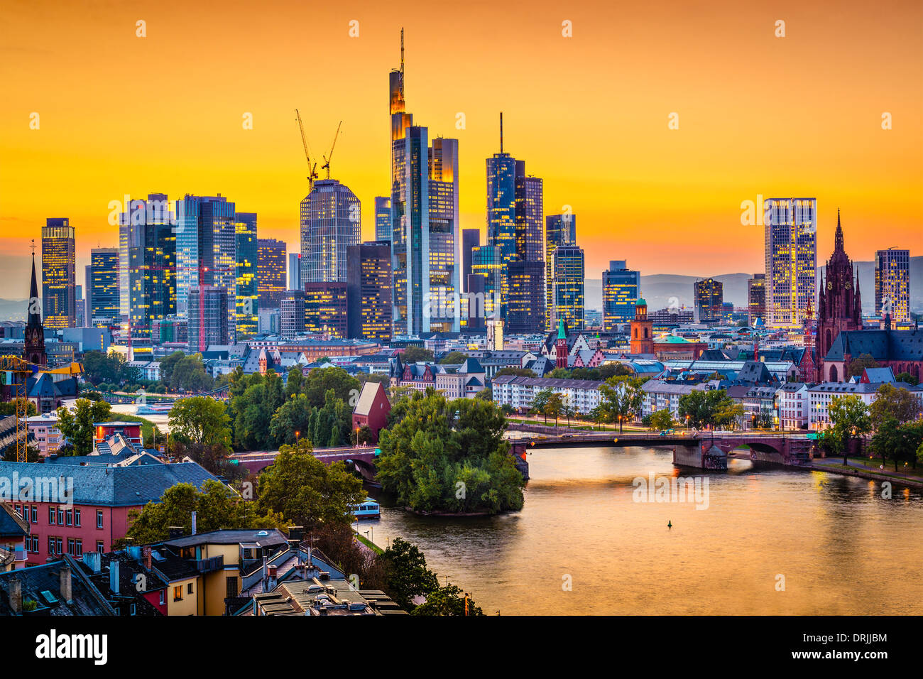 Skyline von Frankfurt am Main, Deutschland. Stockfoto