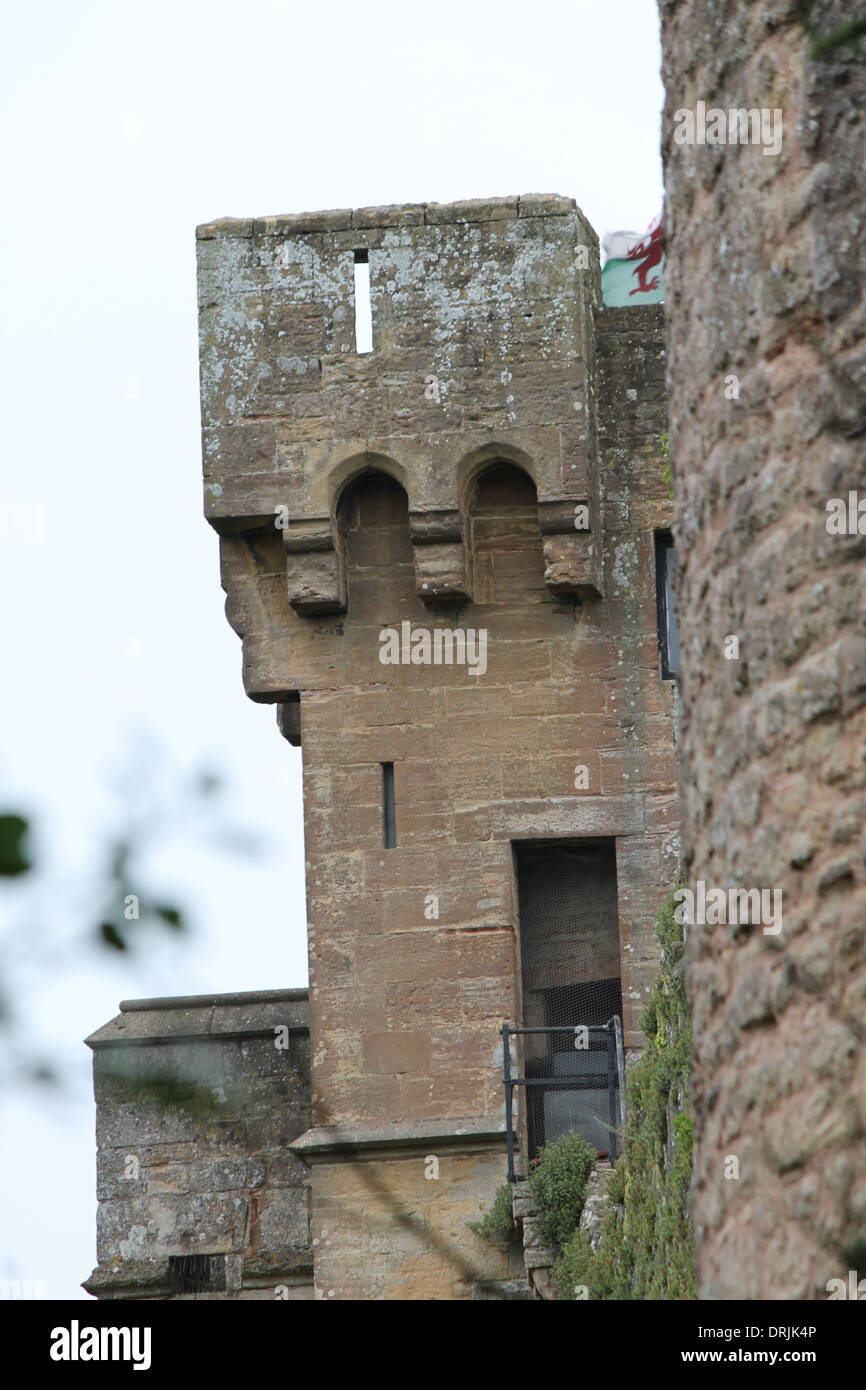 Aussichtspunkt Burg, Turm, Steinmauern Stockfoto