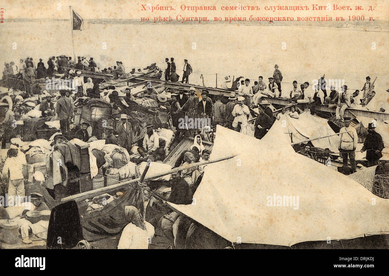 Flucht aus Harbin - Juli 1900 - Boxer-Aufstand Stockfoto