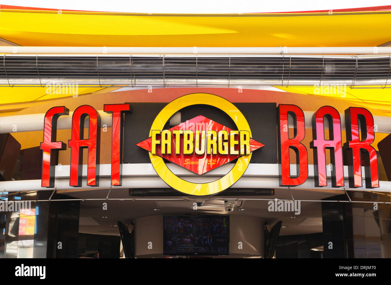 Eingang der Fat Burger Bar. Stockfoto