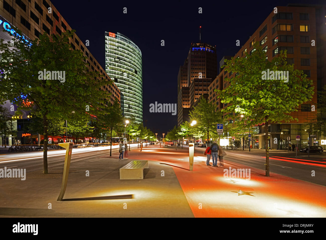 Boulevard der Stars am Abend Potsdam place, Berlin, Mitte, Deutschland, Europa, öffentlichen Grund, Boulevard der Stars-Abends Stockfoto