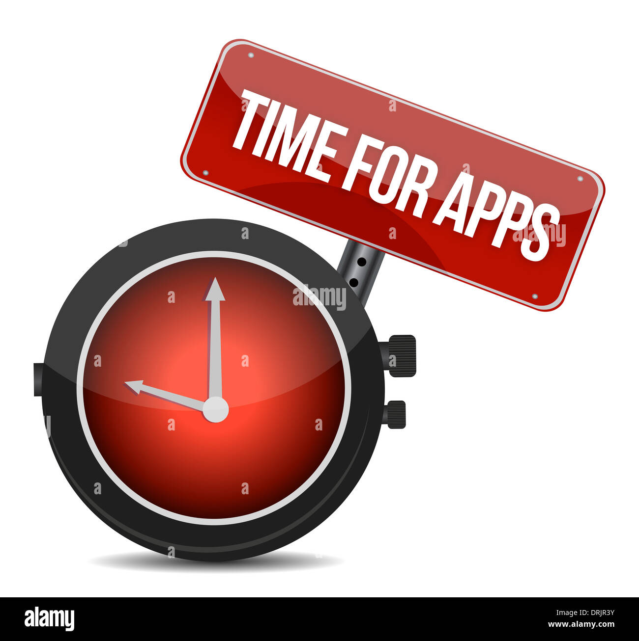 Uhrzeit"Apps" Illustration Design in weiß Stockfotografie - Alamy