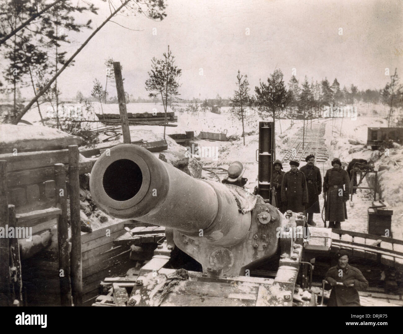 Nachverfolgte Artillerie während des ersten Weltkrieges. Stockfoto