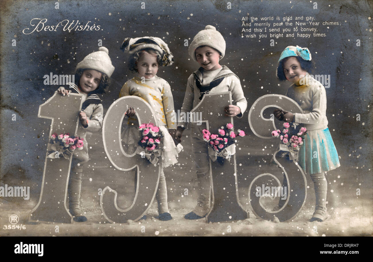 Eine die besten Wünsche zum Neujahr Postkarte. Stockfoto