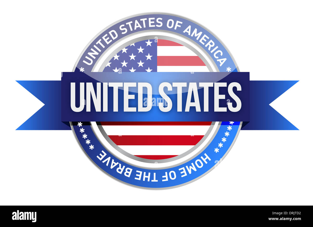 Vereinigte Staaten von Amerika, USA versiegeln Abbildung Design in weiß Stockfoto