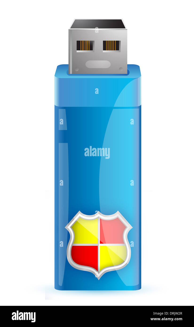 USB-Flash-Speicher mit Schild Illustration design Stockfoto