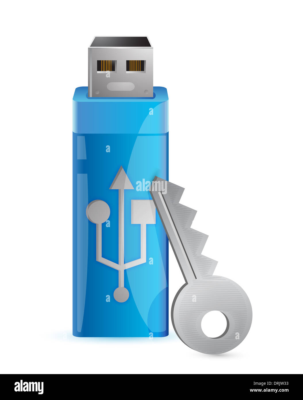 Schutz von Informationen. USB-Flash-Speicher und wichtigsten Illustration design Stockfoto