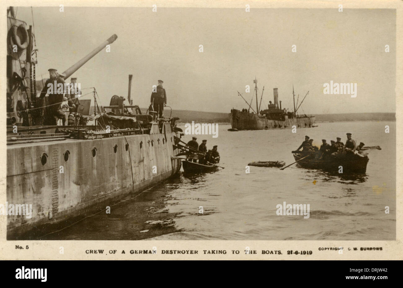 Versenkung der deutschen Flotte in Scapa Flow Stockfoto