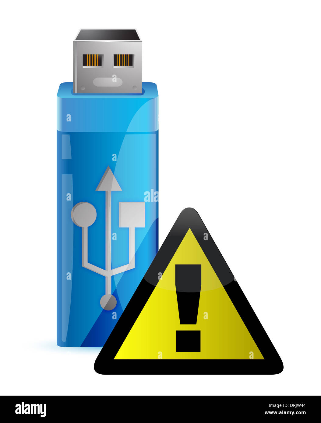 Vektor-USB-Stick mit Warnung Zeichen Illustration design Stockfoto