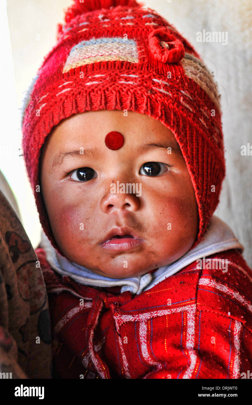 niedliche Baby, Annapurna Region Nepal Stockfoto