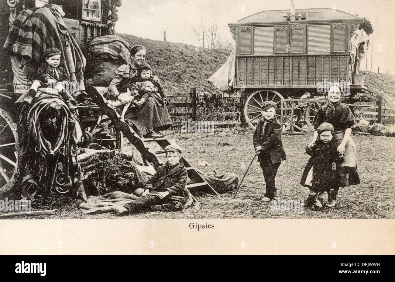 Zigeuner und ihre Wohnwagen Stockfoto