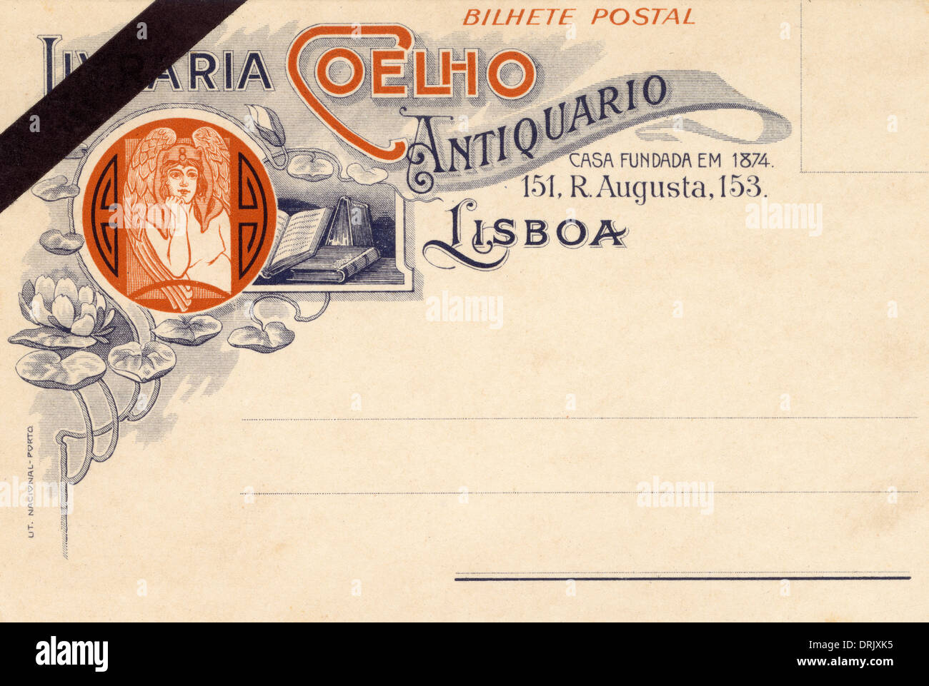 Lissabon, Portugal - antiquarischer Buchhändler Postkarte Stockfoto