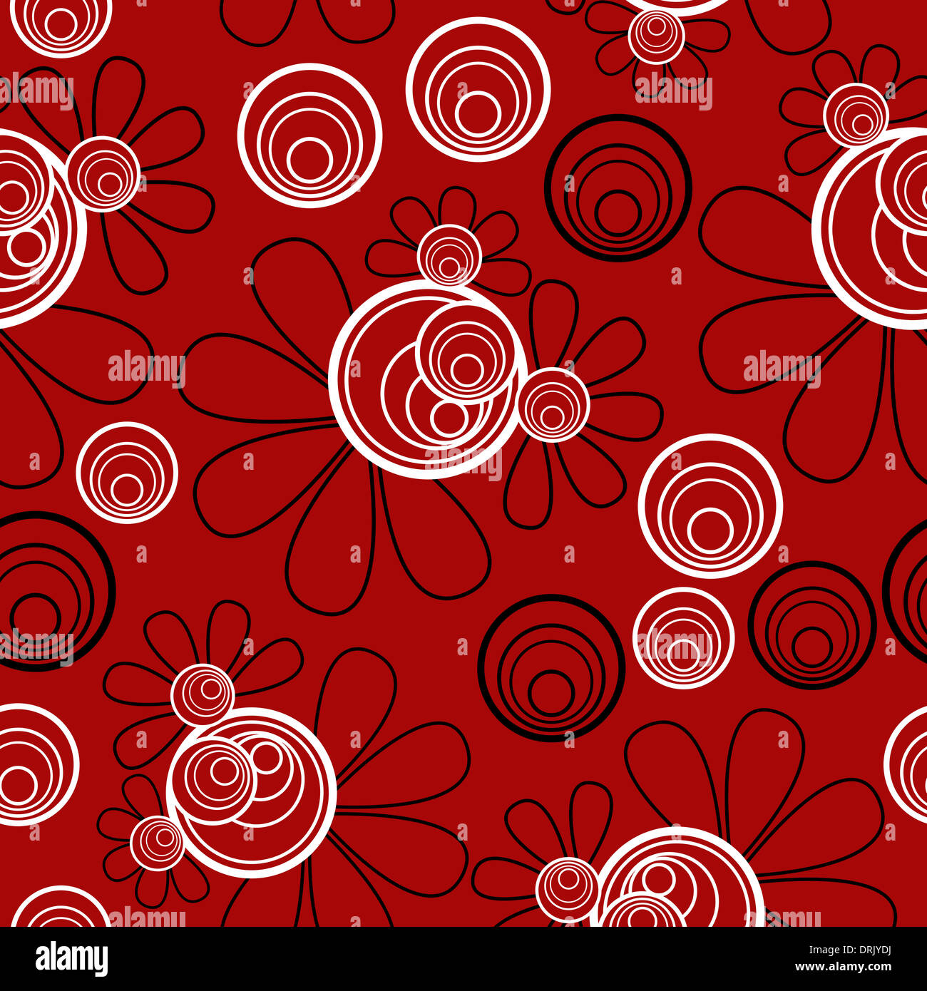 Floral nahtlose rot schwarz weiß Stockfoto