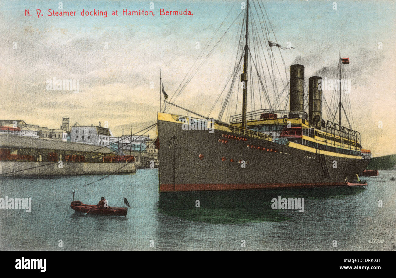 Ein New Yorker Dampfer Andocken an Hamilton, Bermuda Stockfoto