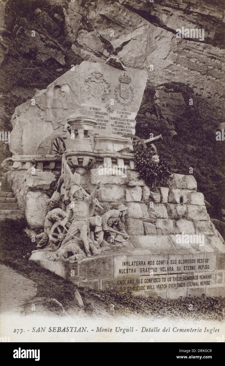 Denkmal für gefallene englische Soldaten - Monte Urgull, Spanien Stockfoto