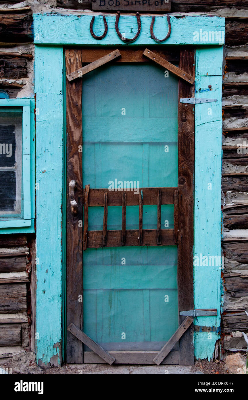 Tür auf historischen Hütte in Frank Church - River von No Return Wilderness Idaho USA Stockfoto