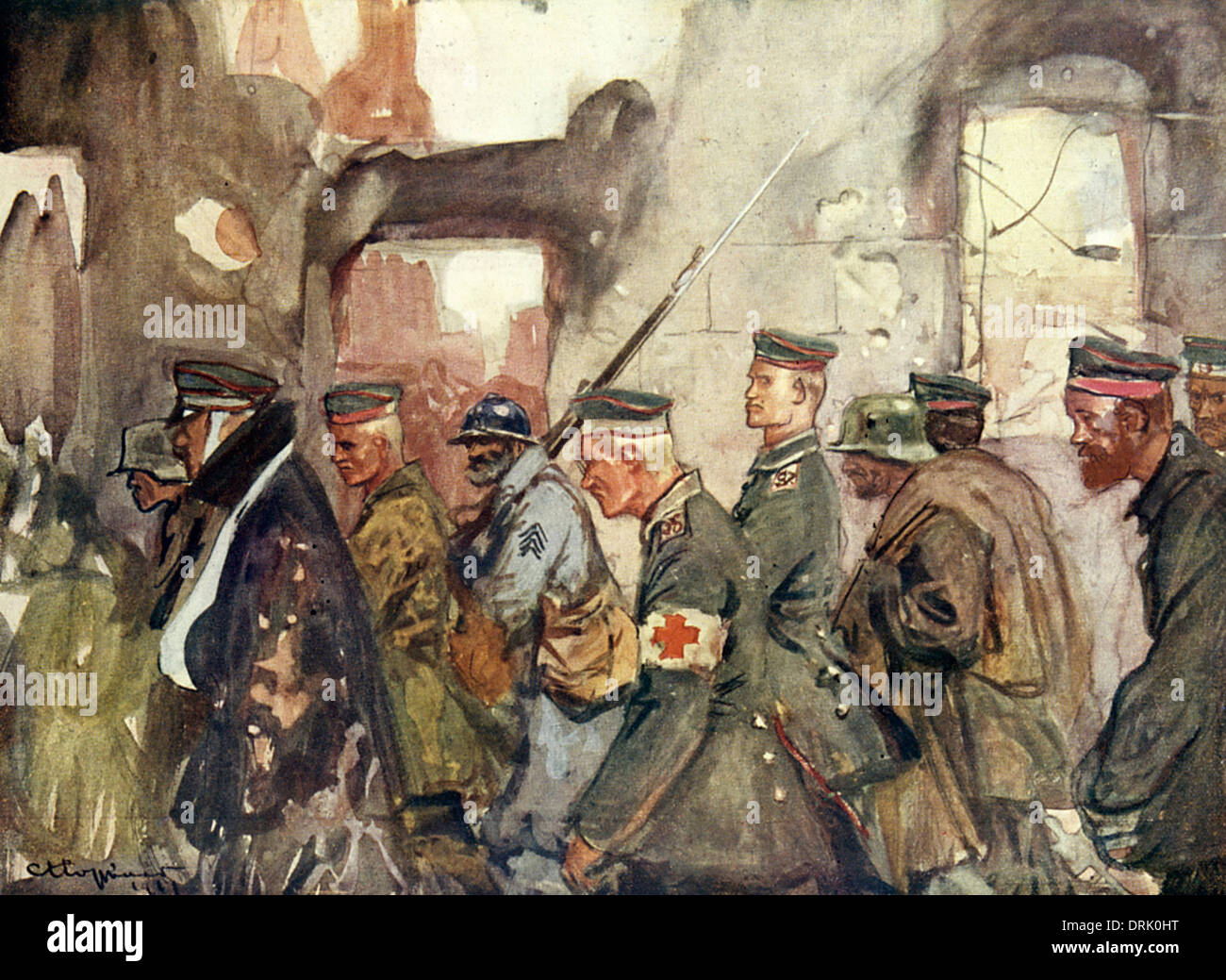 Deutsche Gefangene in Contalmaison, Frankreich, WW1 Stockfoto