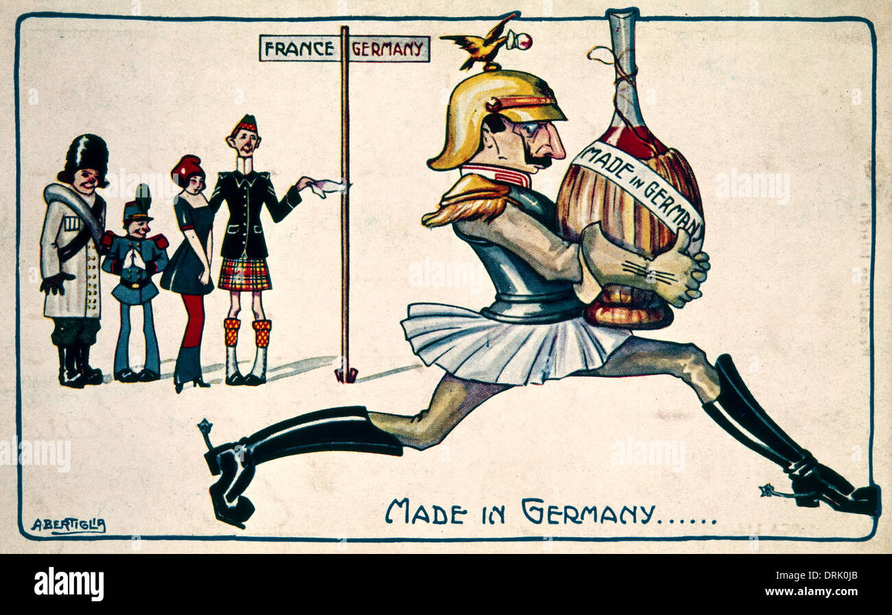 Anti-deutschen cartoon, Made in Germany, WW1 Stockfoto