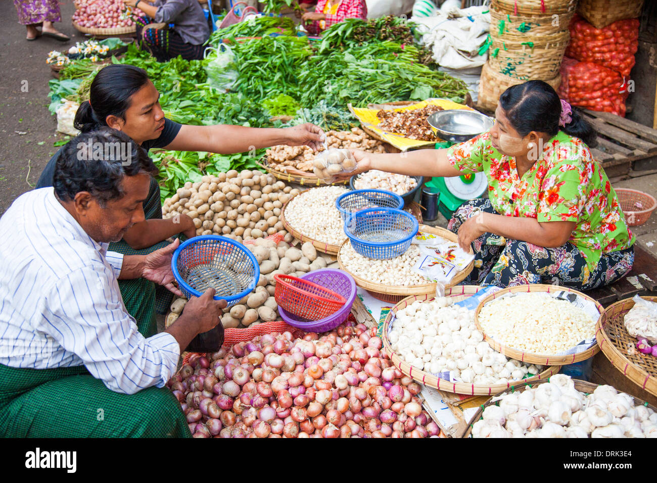 Gemüsemarkt in Yangon, Myanmar Stockfoto